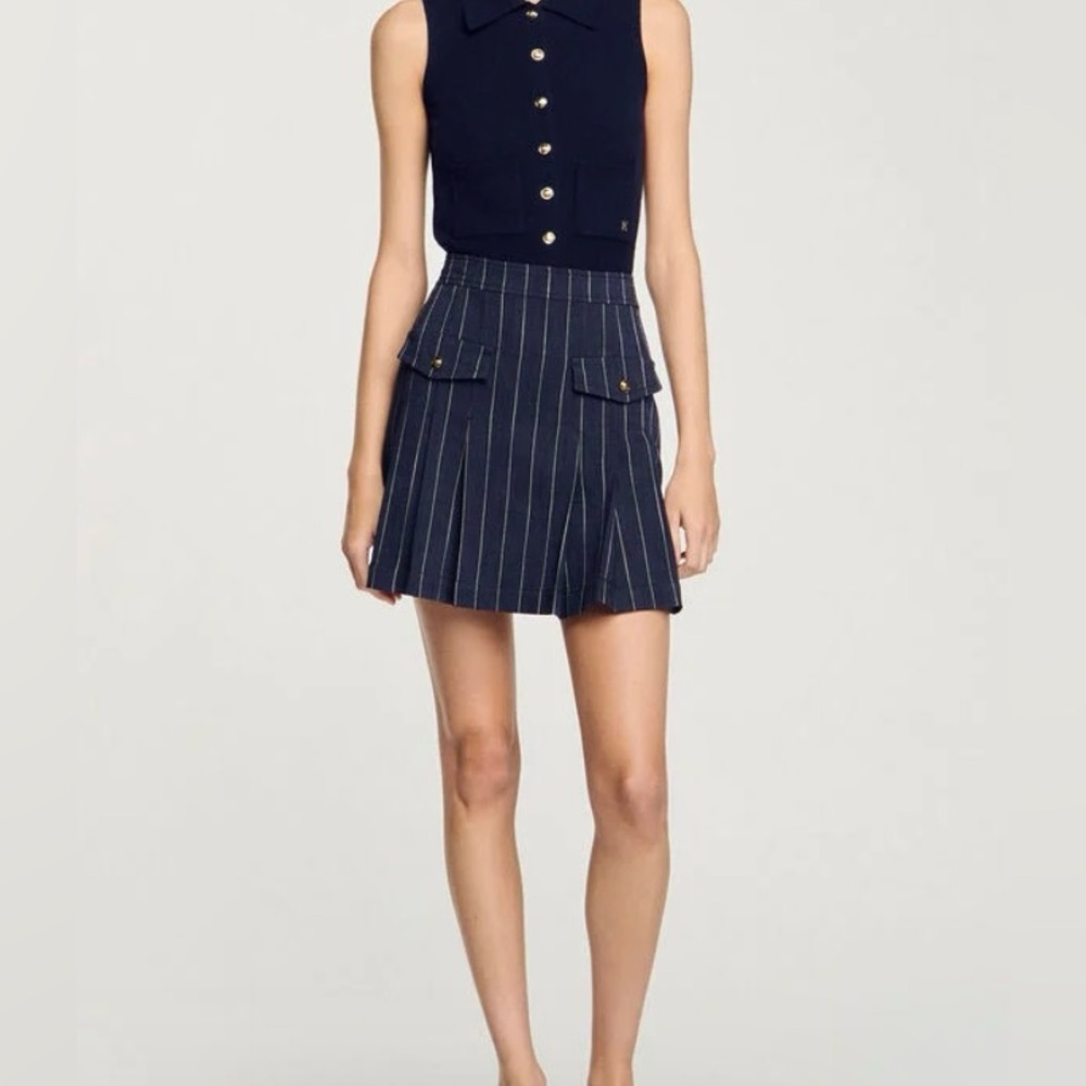 Sandro Navy Striped Skirt